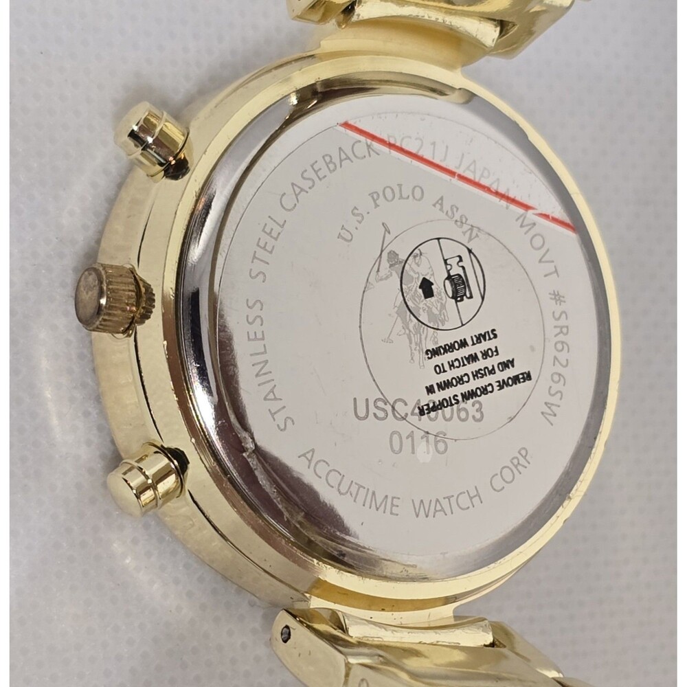 Women's U.S. Polo Assn Trendy Pink Nude Gold Tone Case Bracelet Band Watch 11 - Picture 7 of 7